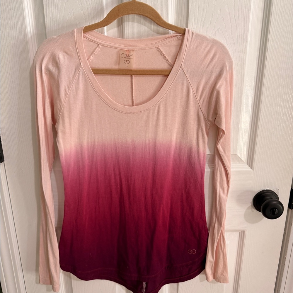 CALIA by Carrie Underwood Pink to Purple Ombre Long Sleeve Top